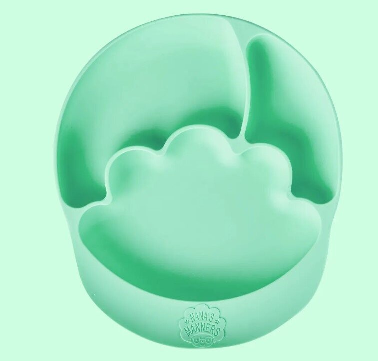 2ème Stage - Assiette verte en silicone avec séparations et ventouse - (Dès 12 mois)