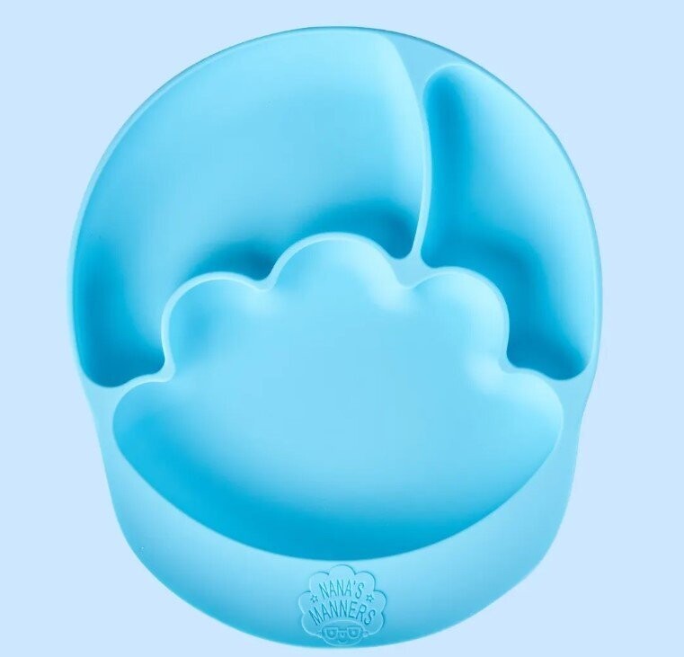 2ème Stage - Assiette bleue en silicone avec séparations et ventouse - (Dès 12 mois)