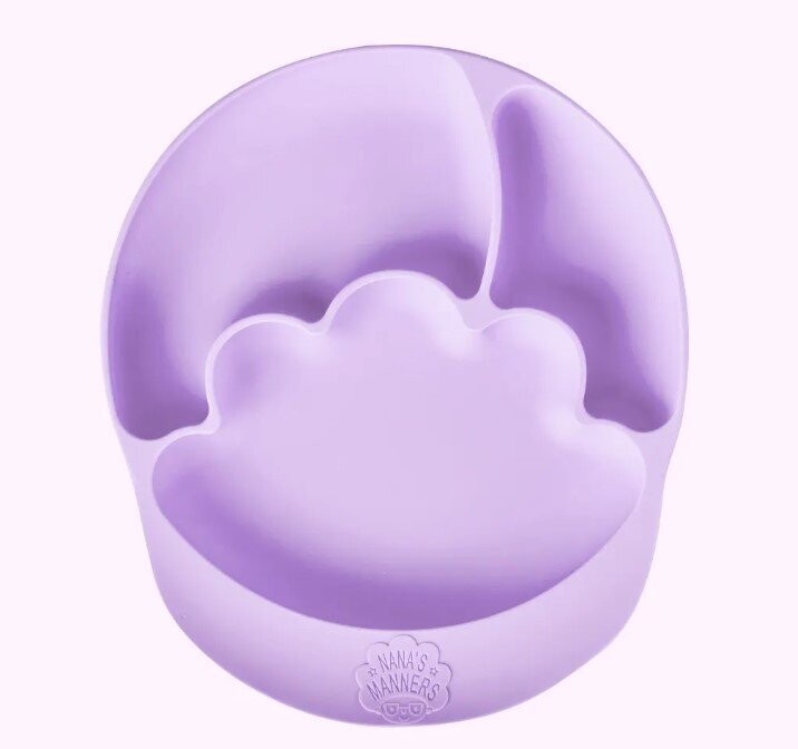 2ème Stage - Assiette violette en silicone avec séparations et ventouse - (Dès 12 mois)