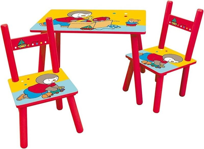 T'CHOUPI - Table et 2 chaises en bois