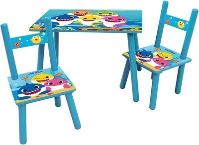 BABY SHARK - Table et 2 chaises en bois
