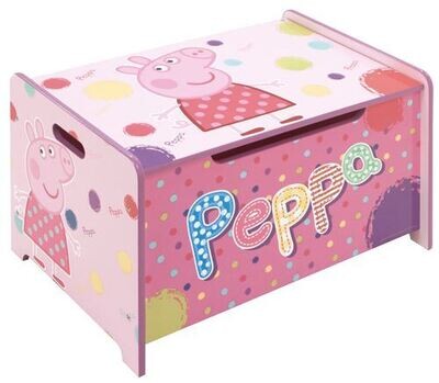 PEPPA PIG - Coffre à jouets en bois avec frein - Coffre de rangement - Banc