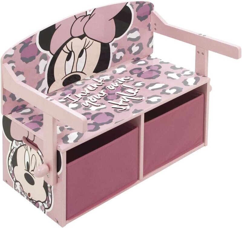 DISNEY MINNIE - Banc - Bacs de rangement - Bureau 3 en 1