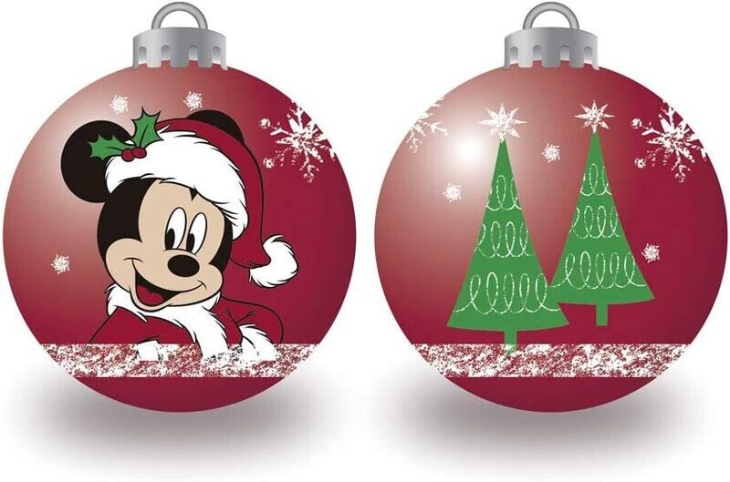 DISNEY MICKEY - Lot de 6 boules rouges de Noël