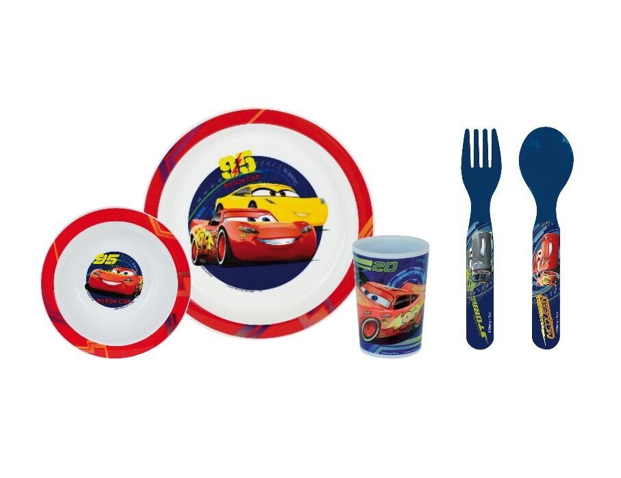 DISNEY CARS - Ensemble repas 3 pièces (assiette, bol, verre) et 2 couverts