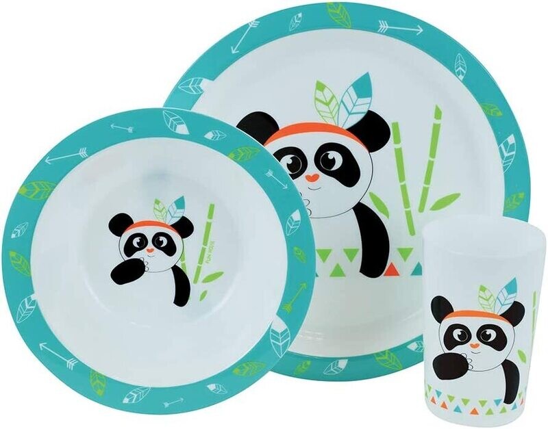 INDIAN PANDA - Ensemble repas (assiette, bol, verre) INDIAN PANDA - Ensemble repas (assiette, bol, verre)