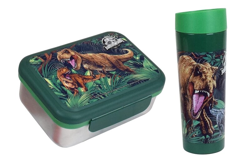 JURASSIC WORLD - Lot gourde thermos et boite goûter en inox
