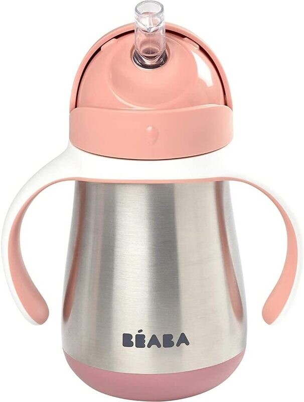 Tasse d'apprentissage inox avec paille 250 mL rose