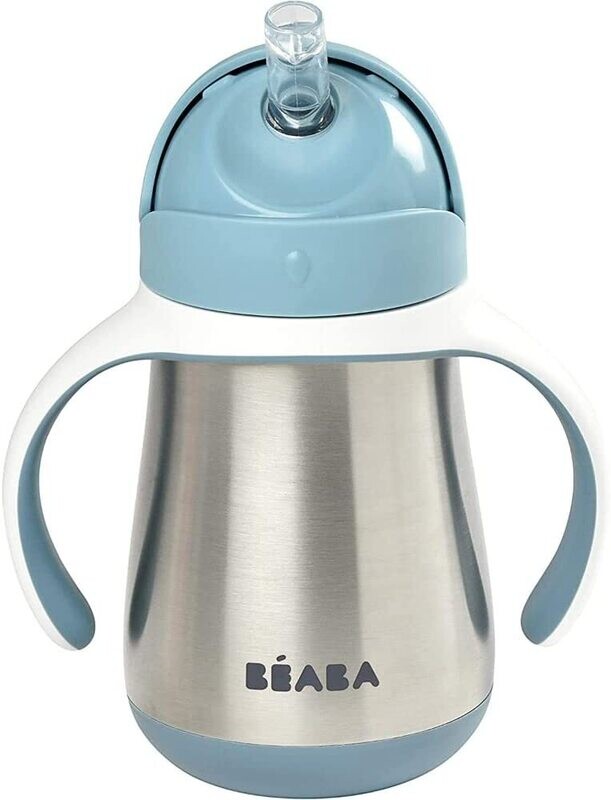 Tasse d'apprentissage inox avec paille 250 mL bleu