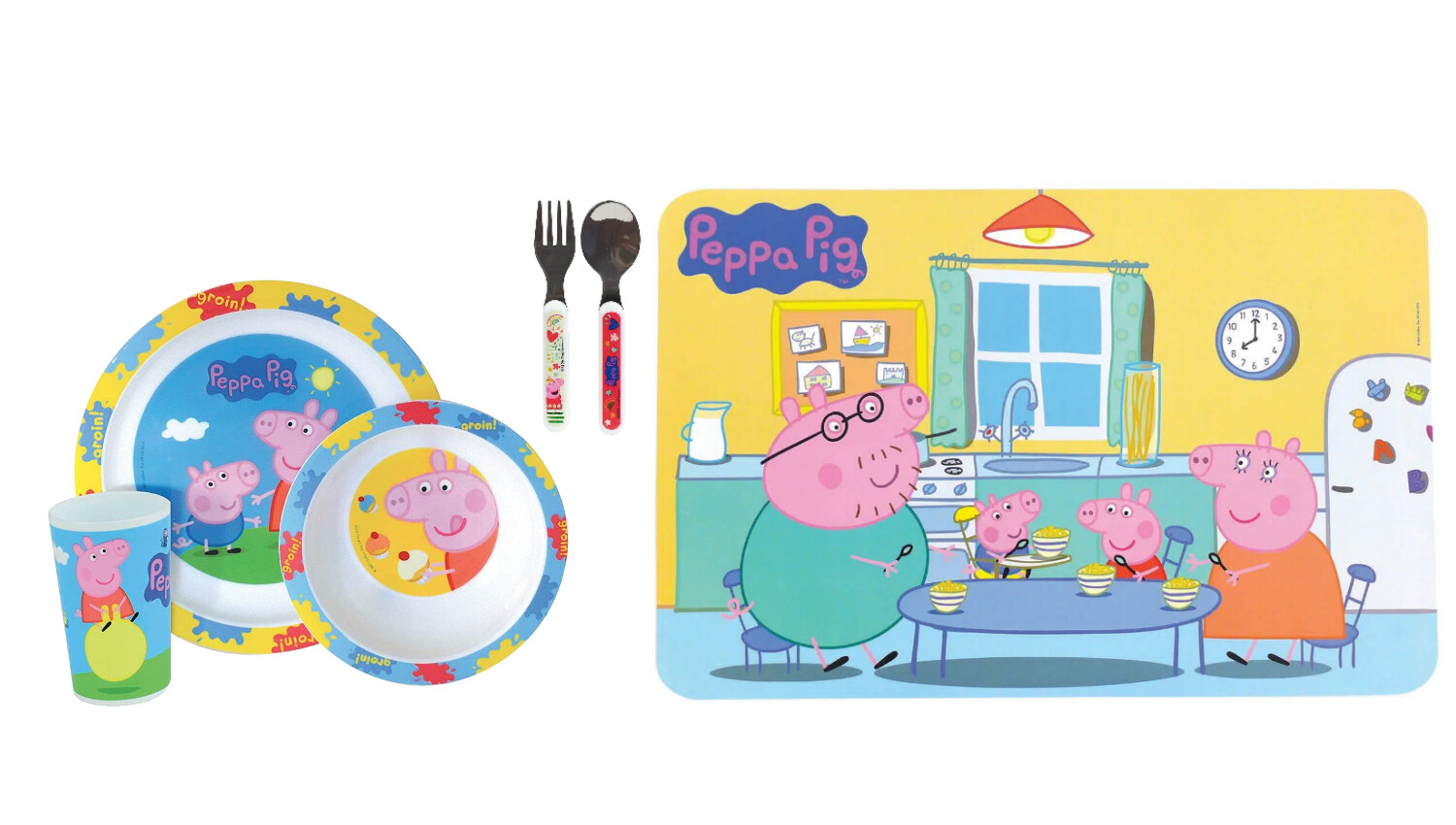 PEPPA PIG - Ensemble repas avec couverts + set de table