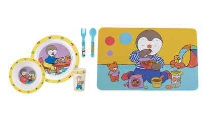 T'CHOUPI - Ensemble repas avec couverts + set de table