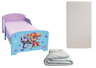 PAT'PATROUILLE STELLA - Lit pour enfant 140x70 cm avec sommier et matelas droit inclus + couette 100x135 cm