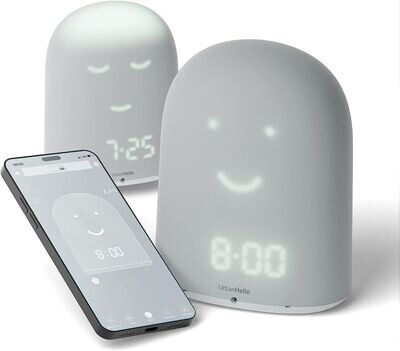Réveil pour enfant - Babyphone - Suivi du Sommeil - Veilleuse - Enceinte - Gris