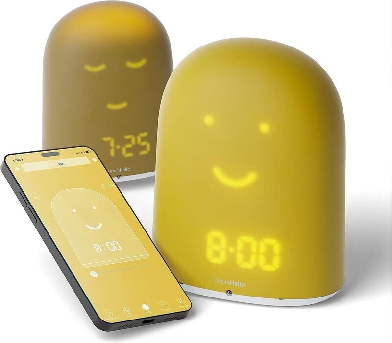 Réveil pour enfant - Babyphone - Suivi du Sommeil - Veilleuse - Enceinte - Jaune