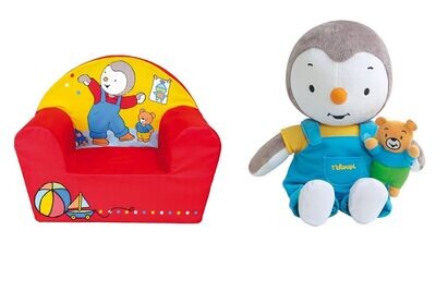 T'CHOUPI - Coffret Fauteuil club + Peluche avec ourson 30 cm