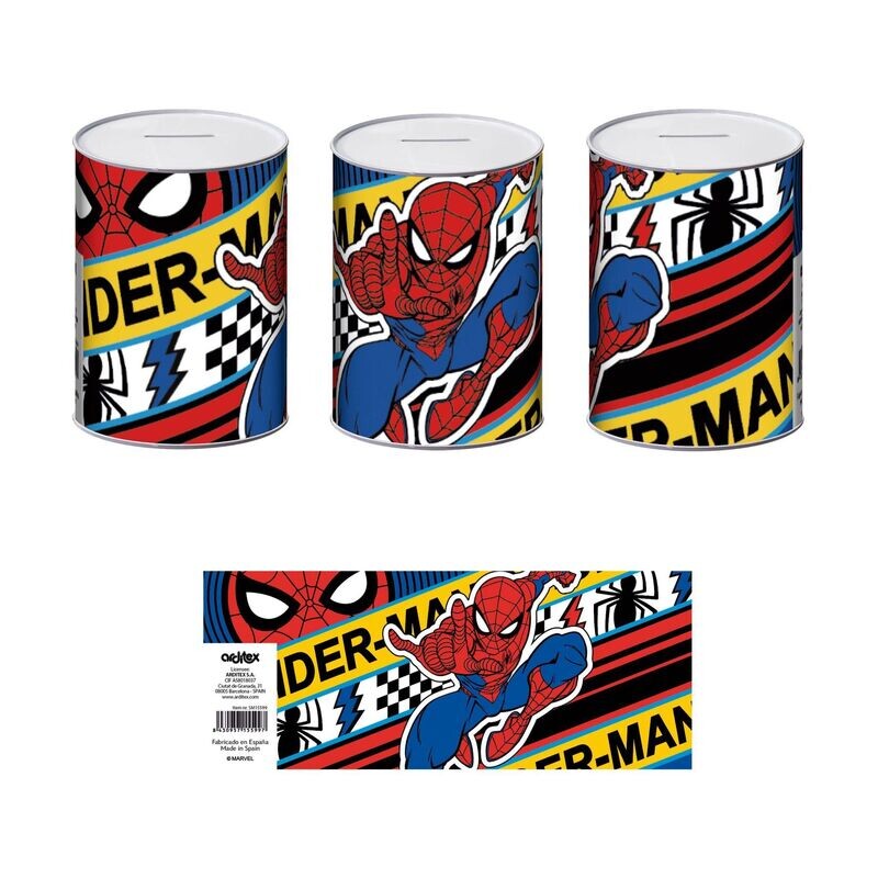 SPIDERMAN - Tirelire en métal 7,5 x 7,5 x 10 cm