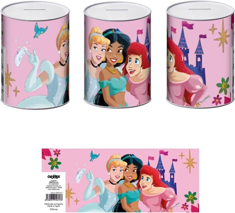 DISNEY PRINCESSES - Tirelire en métal 7,5 x 7,5 x 10 cm