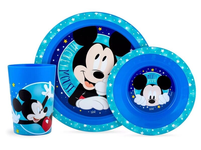 DISNEY MICKEY - Ensemble repas (assiette, bol, verre)