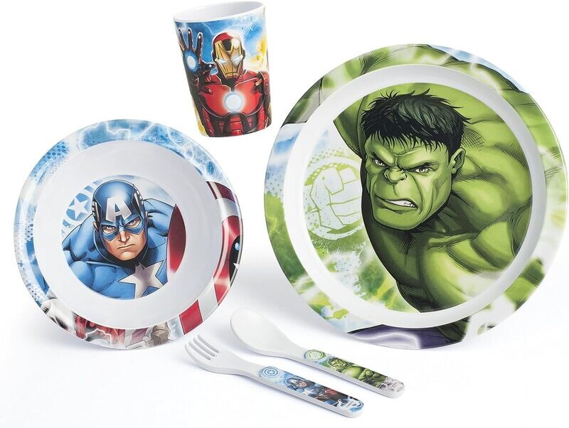 AVENGERS - Ensemble repas (assiette, bol, verre) + 2 couverts