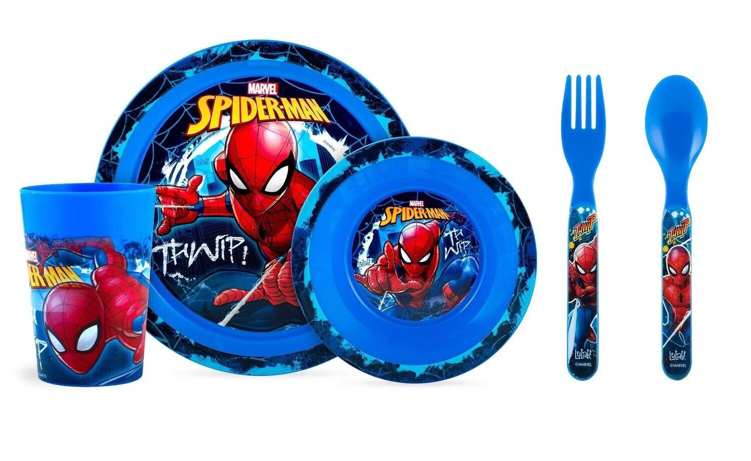 SPIDERMAN - Ensemble repas (assiette, bol, verre) + 2 couverts