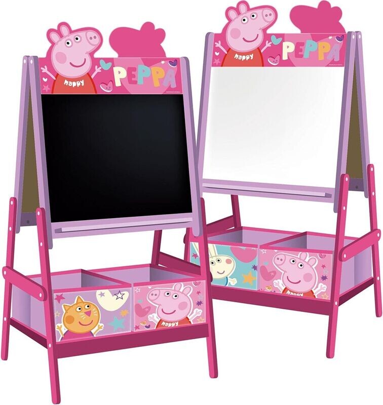 PEPPA PIG - Chevalet en bois double faces et bac de rangements 54x45x117cm