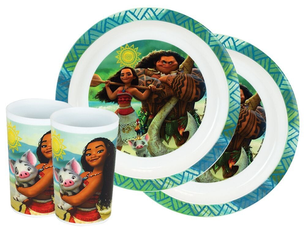 DISNEY VAIANA - Lot vaisselle pour enfant avec 2 verres et 2 assiettes
