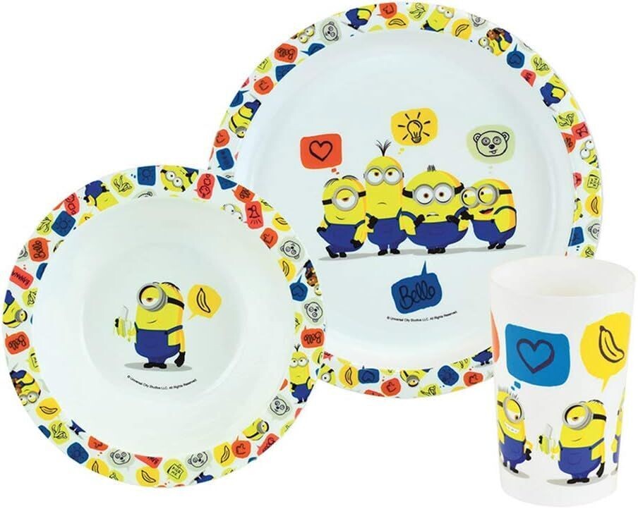 MINIONS - Ensemble repas (assiette, bol, verre)