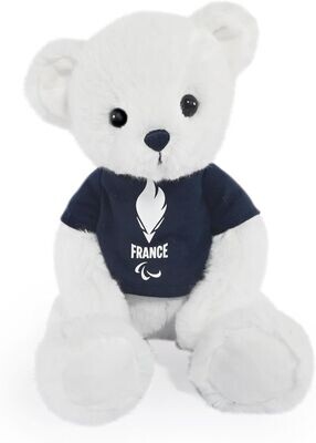 JEUX OLYMPIQUES PARIS 2024 - Ours en peluche équipe de France blanc et bleu 30cm