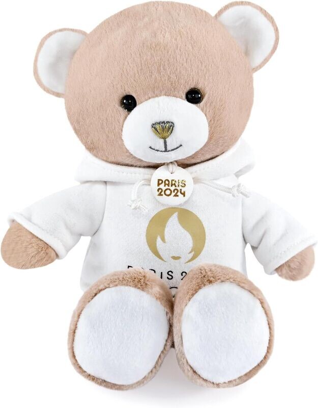 JEUX OLYMPIQUES PARIS 2024 - Ours en peluche blanc et beige 25cm