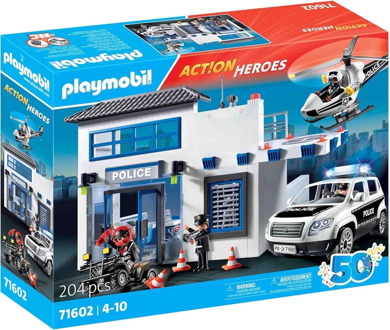 PLAYMOBIL - 71602 Poste de police avec voiture et hélicoptère + bandit PLAYMOBIL - 71602 Poste de police avec voiture et hélicoptère + bandit