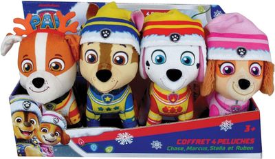 PAT'PATROUILLE - Coffret 4 peluches 12 Cm Chase, Marcus, Ruben Et Stella