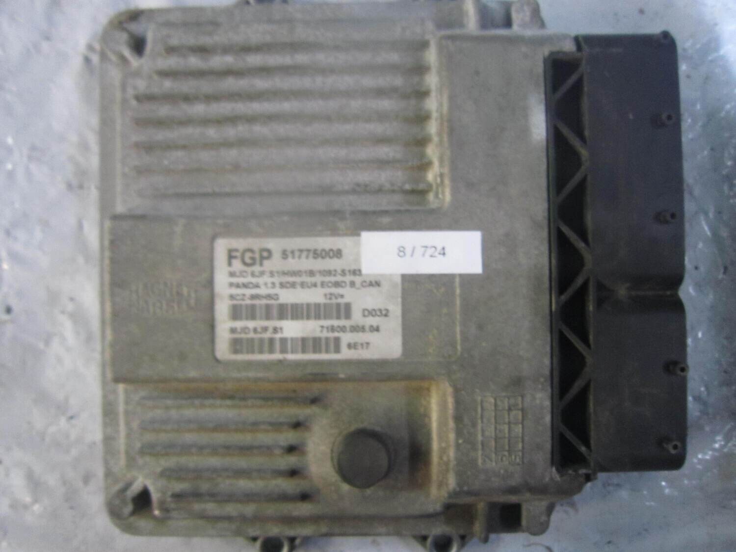 8-724 Centralina Motore Magneti Marelli 51775008   MJD 6JF.S1  71600.005.04 HW01B/1092-S163 ALFA ROMEO / FIAT / LANCIA DIESEL PANDA