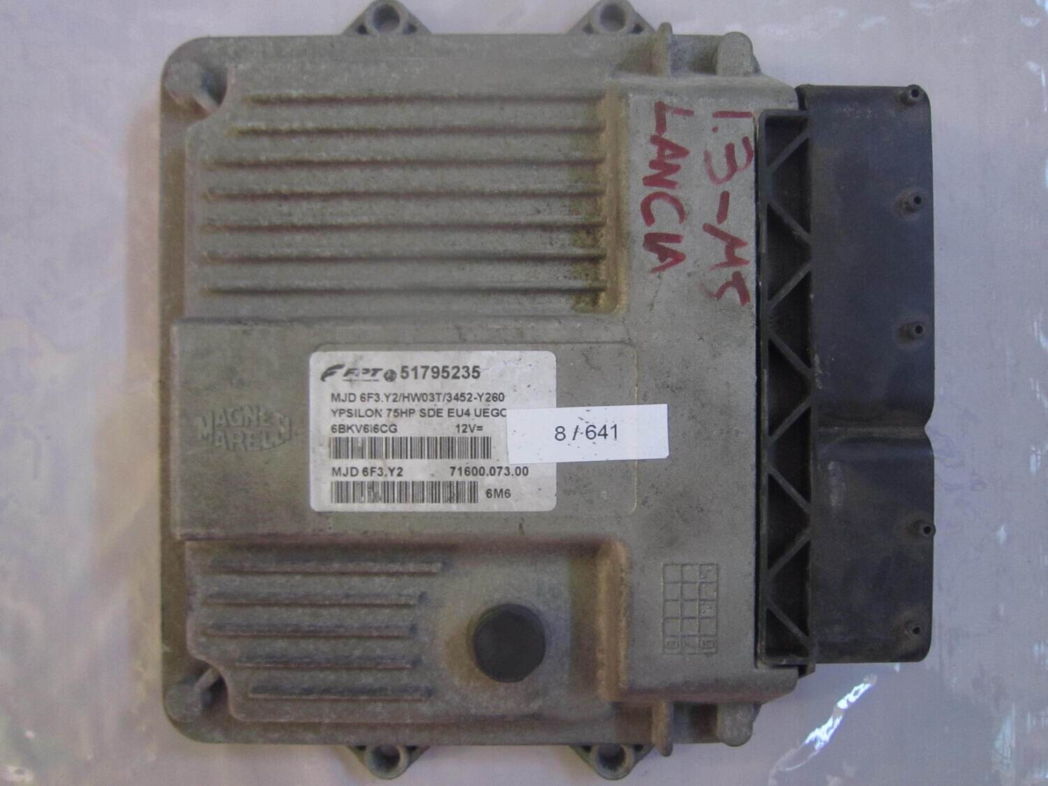 8-641 Centralina Motore Magneti Marelli 51795235 71600.073.00 7160007300 MJD 6F3.Y2 YPSILON 75HP SDE EU4 UEGO ALFA ROMEO / FIAT / LANCIA Diesel YPSILON