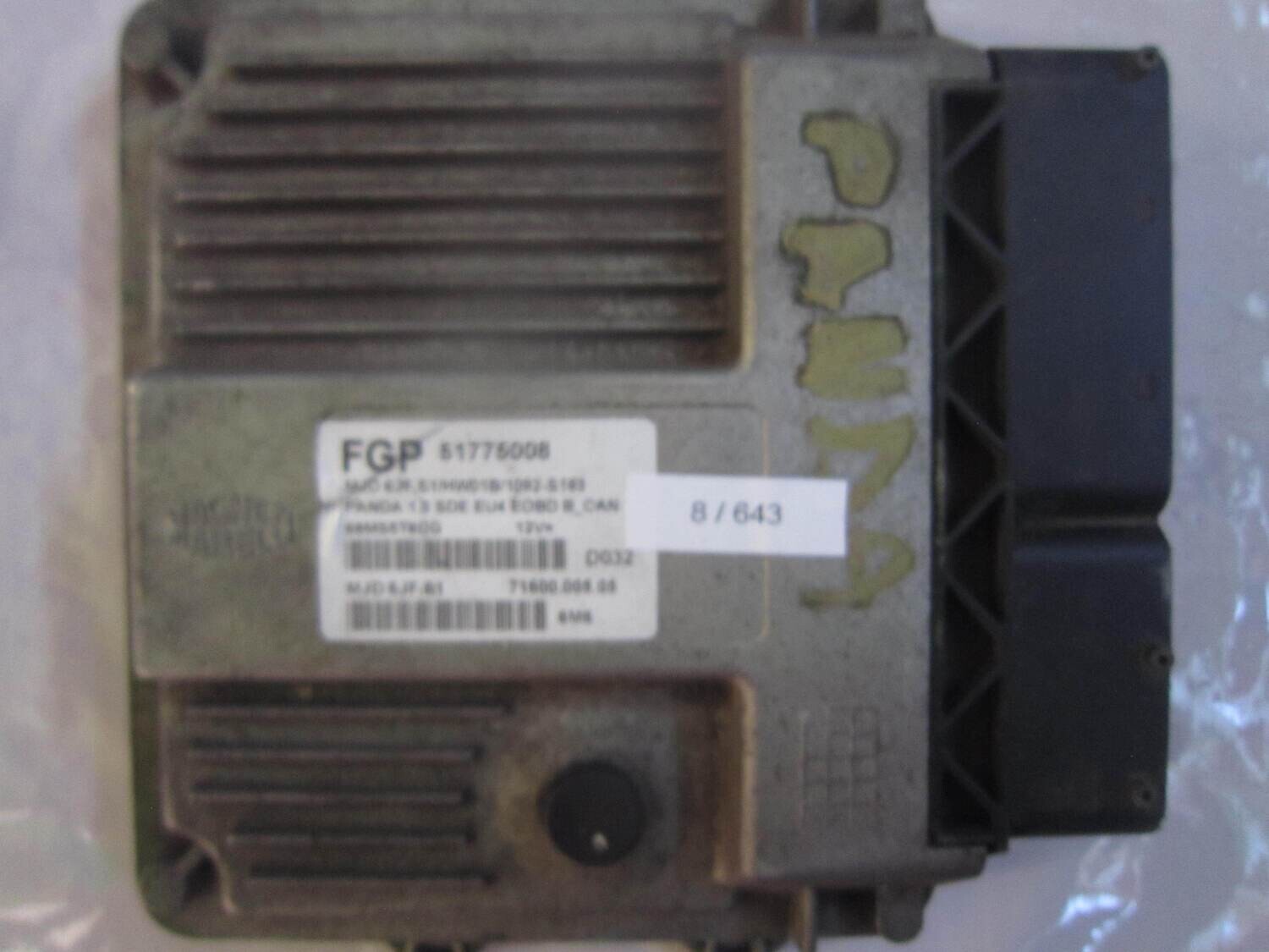8-643 Centralina Motore Magneti Marelli 51775008 MJD 6JF.S1 MJD6JFS1 71600.005.04 HW01B/1092-S163 ALFA ROMEO / FIAT / LANCIA Diesel PANDA 1.3