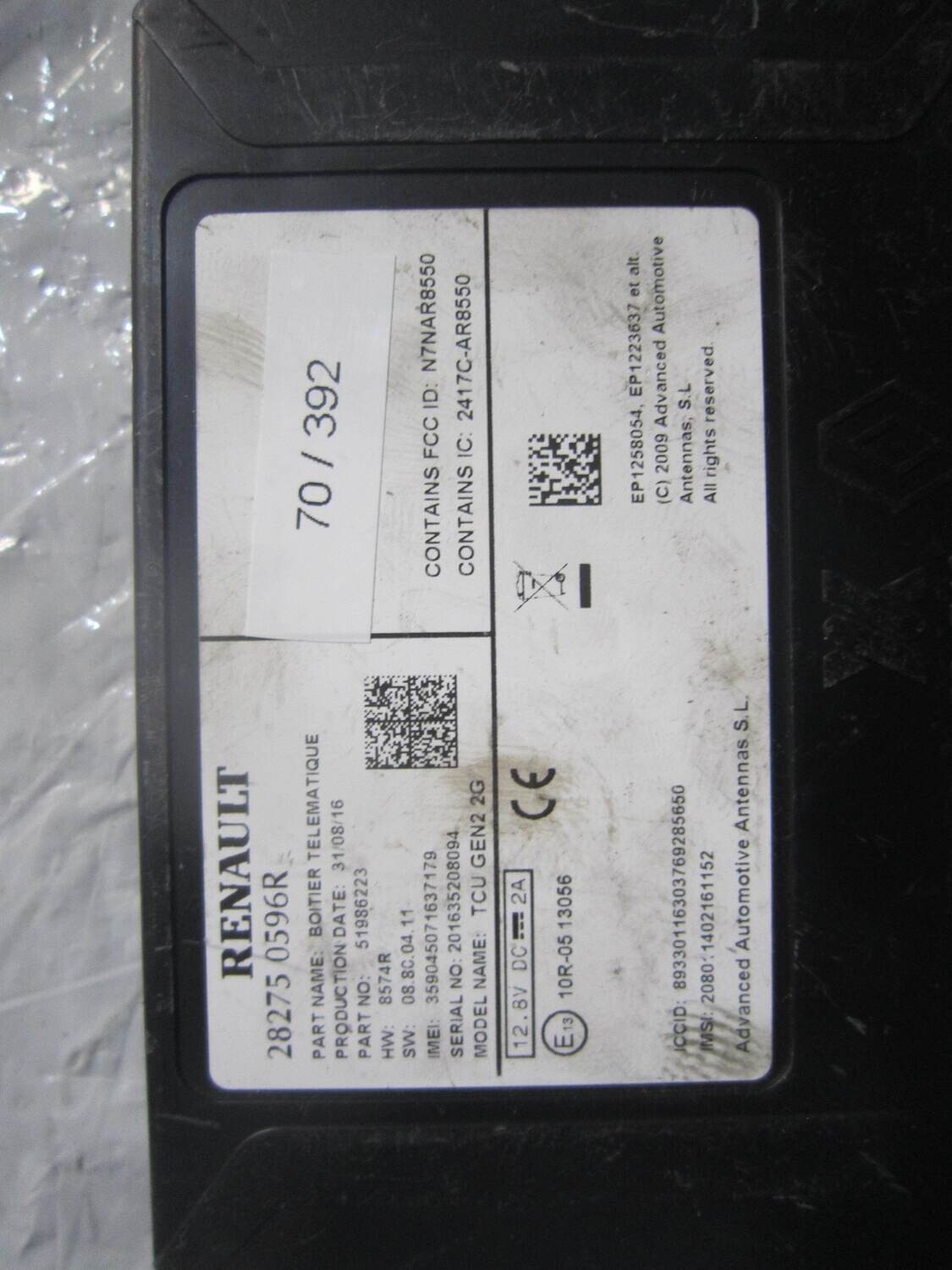 70-392 Centralina Bluetooth Renault 28275 0596R 282750596R 51986223 TWINGO