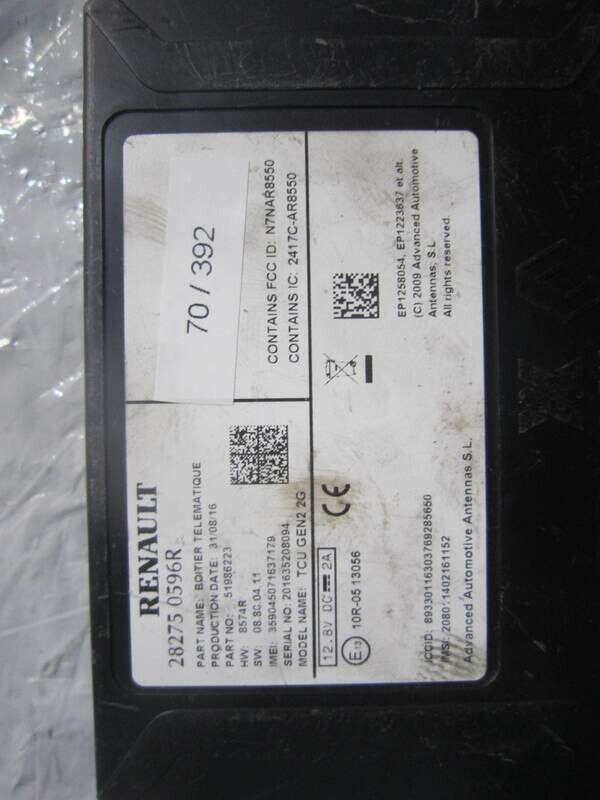 70-392 Centralina Bluetooth Renault 28275 0596R 282750596R 51986223 TWINGO
