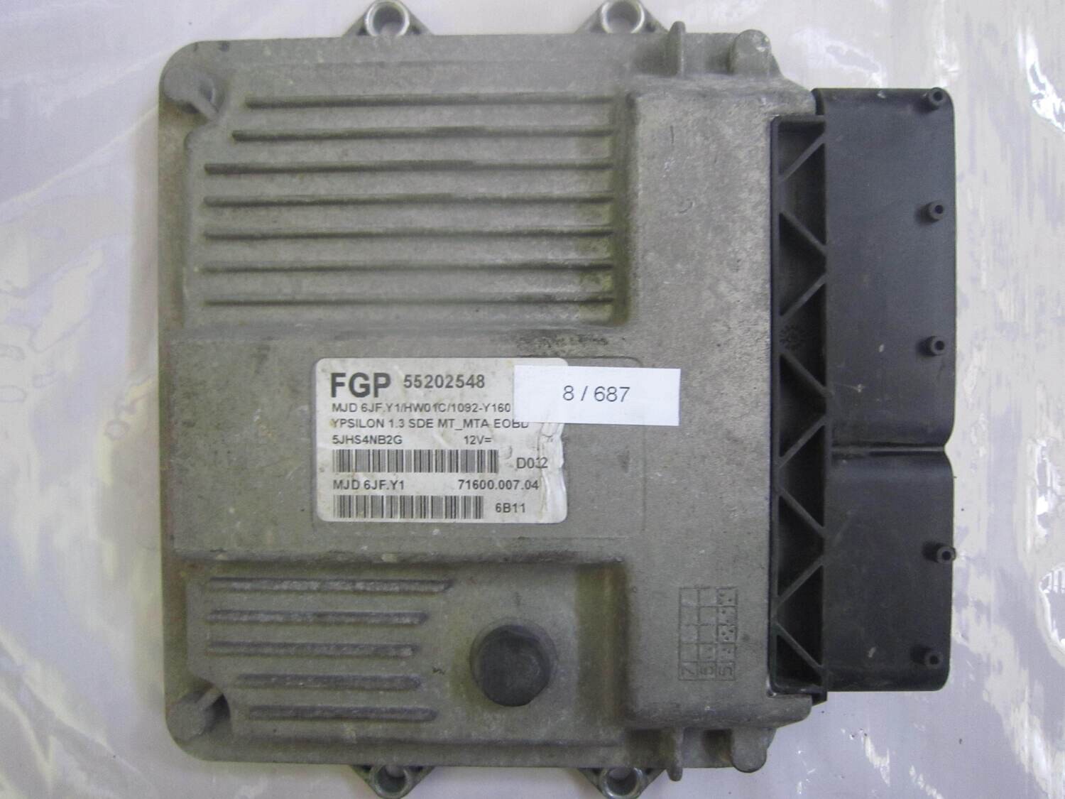 8-687 Centralina Motore Magneti Marelli 55202548 MJD 6JF.Y1 MJD6JFY1 71600.007.04 HW01C/1092-Y160 ALFA ROMEO / FIAT / LANCIA Diesel YPSILON 1.3