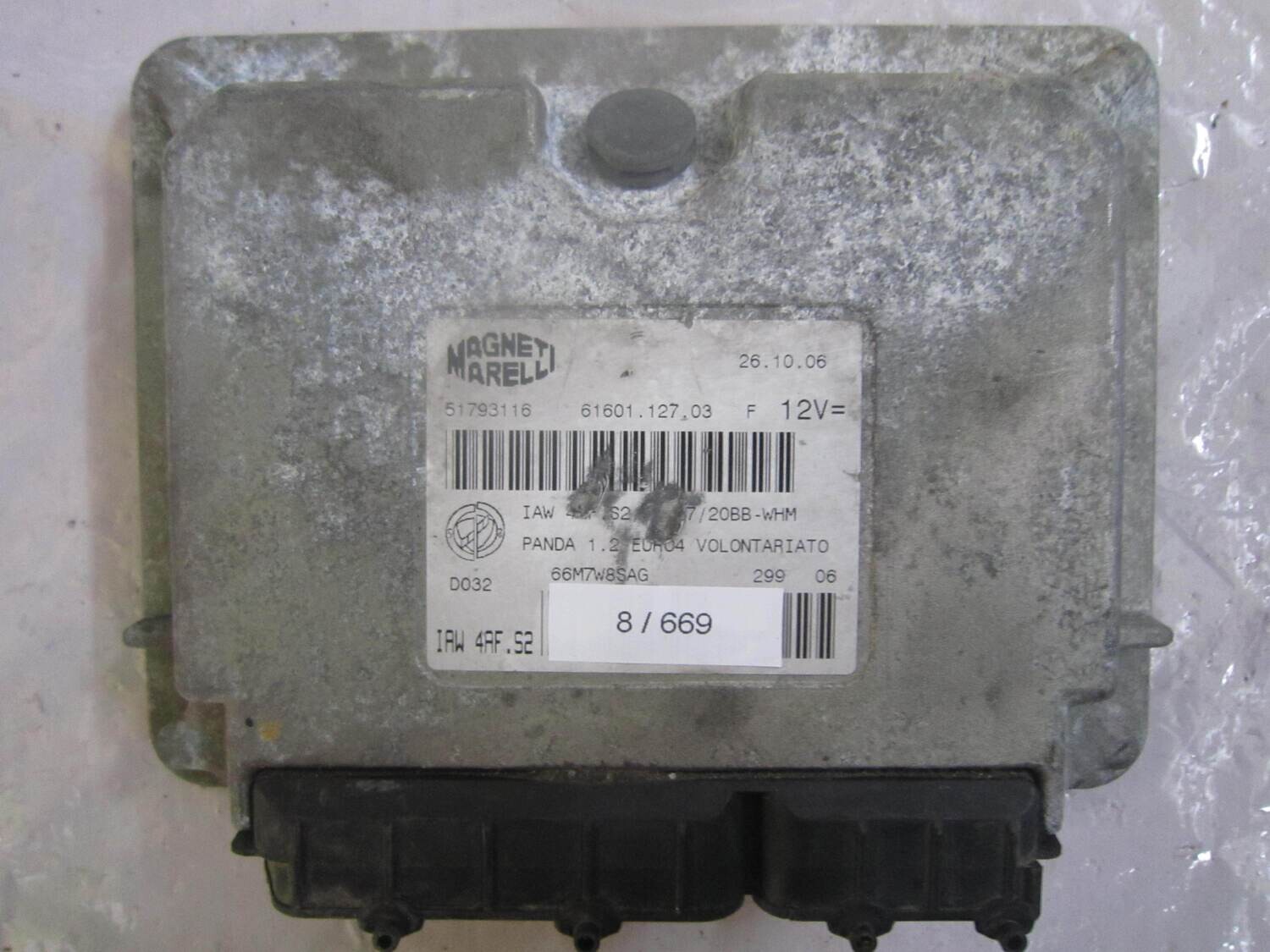 8-669 Centralina Motore Magneti Marelli 51793116 61601.127.03 6160112703 IAW 4AF.S2 HW407/20BB-WHM ALFA ROMEO / FIAT / LANCIA Benzina PANDA 1.2