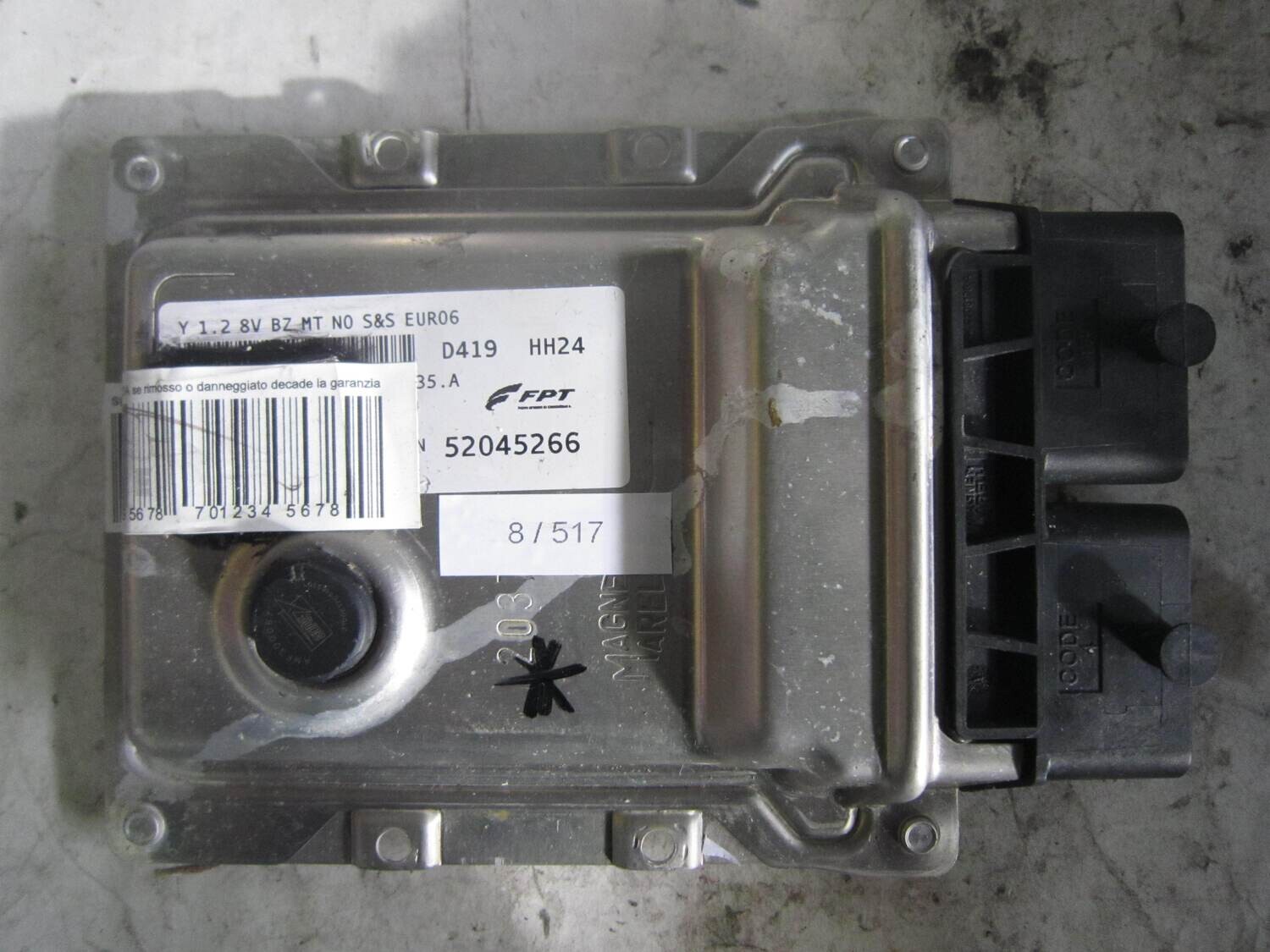 8-517 Centralina Motore Magneti Marelli 52045266 9GF.TT 9GFTT BC.0153935.A Y 1.2 8V BZ MT NO S&S EURO6 HW003/4L13-YUAN ALFA ROMEO / FIAT / LANCIA Benzina YPSILON 1.2