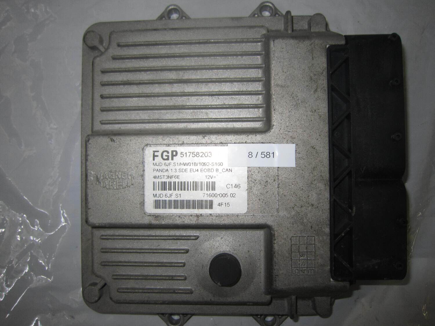 8-581 Centralina Motore Magneti Marelli 51758203 MJD 6JF.S1 MJD6JFS1 71600.005.02 ALFA ROMEO / FIAT / LANCIA Diesel PANDA 1.3