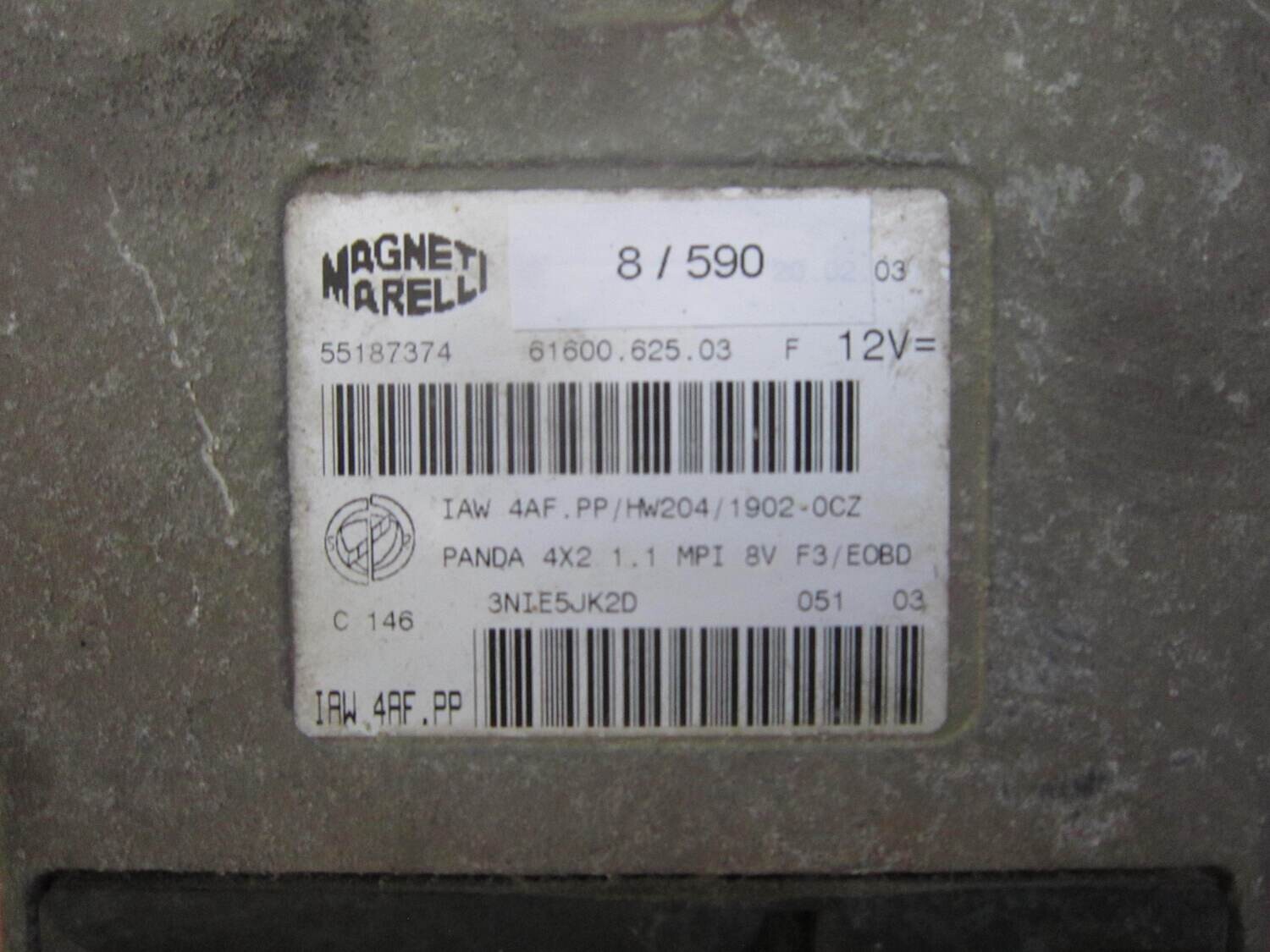 8-590 Centralina Motore Magneti Marelli 55187374 61600.625.03 6160062503 IAW 4AF.PP HW204/1902-OCZ ALFA ROMEO / FIAT / LANCIA Benzina PANDA 1.1