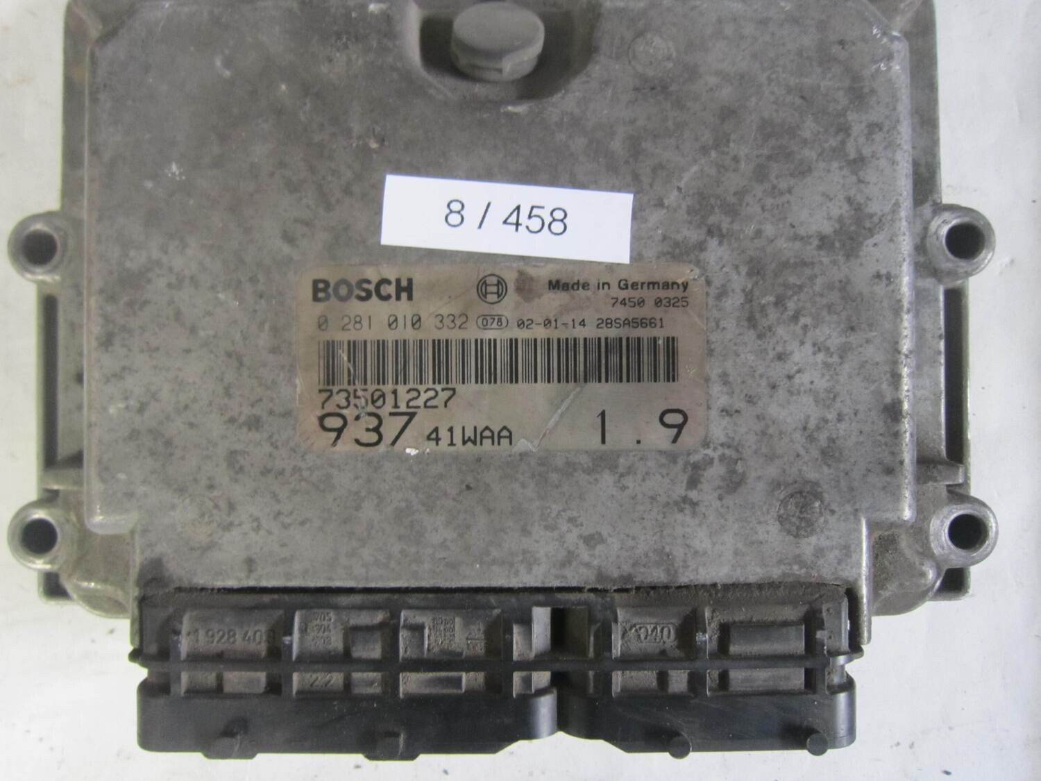 8-458 Centralina Motore Bosch 0 281 010 332 0281010332 73501227 28SA5661 937 41 WAA ALFA ROMEO / FIAT / LANCIA Diesel 147 1.9