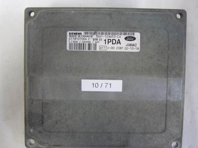10-71 Centralina Motore Siemens S118107004C S118107004 C 3S61-12A650-CA 3S6112A650CA SIM22  J38AC  1PDA  FORD  FIESTA / FUSION 1.6