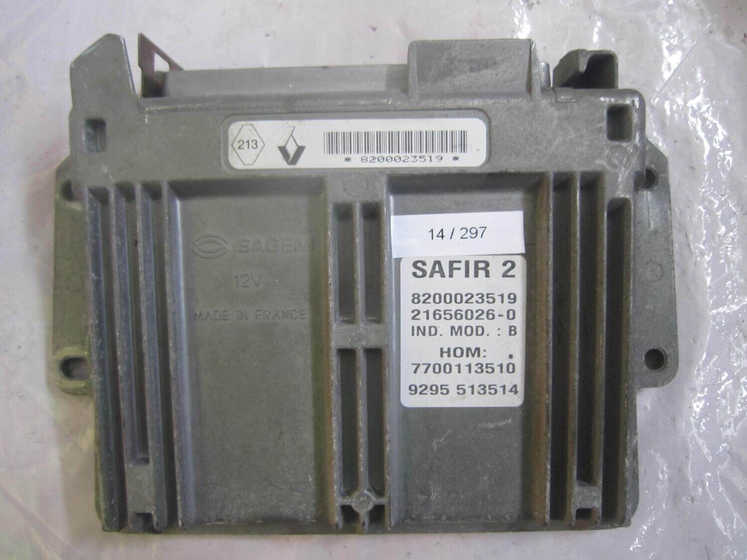 14-297 Centralina Motore Sagem SAFIR 2 SAFIR2 7700113510 21656026-0 8200023519   RENAULT Benzina CLIO 1.2