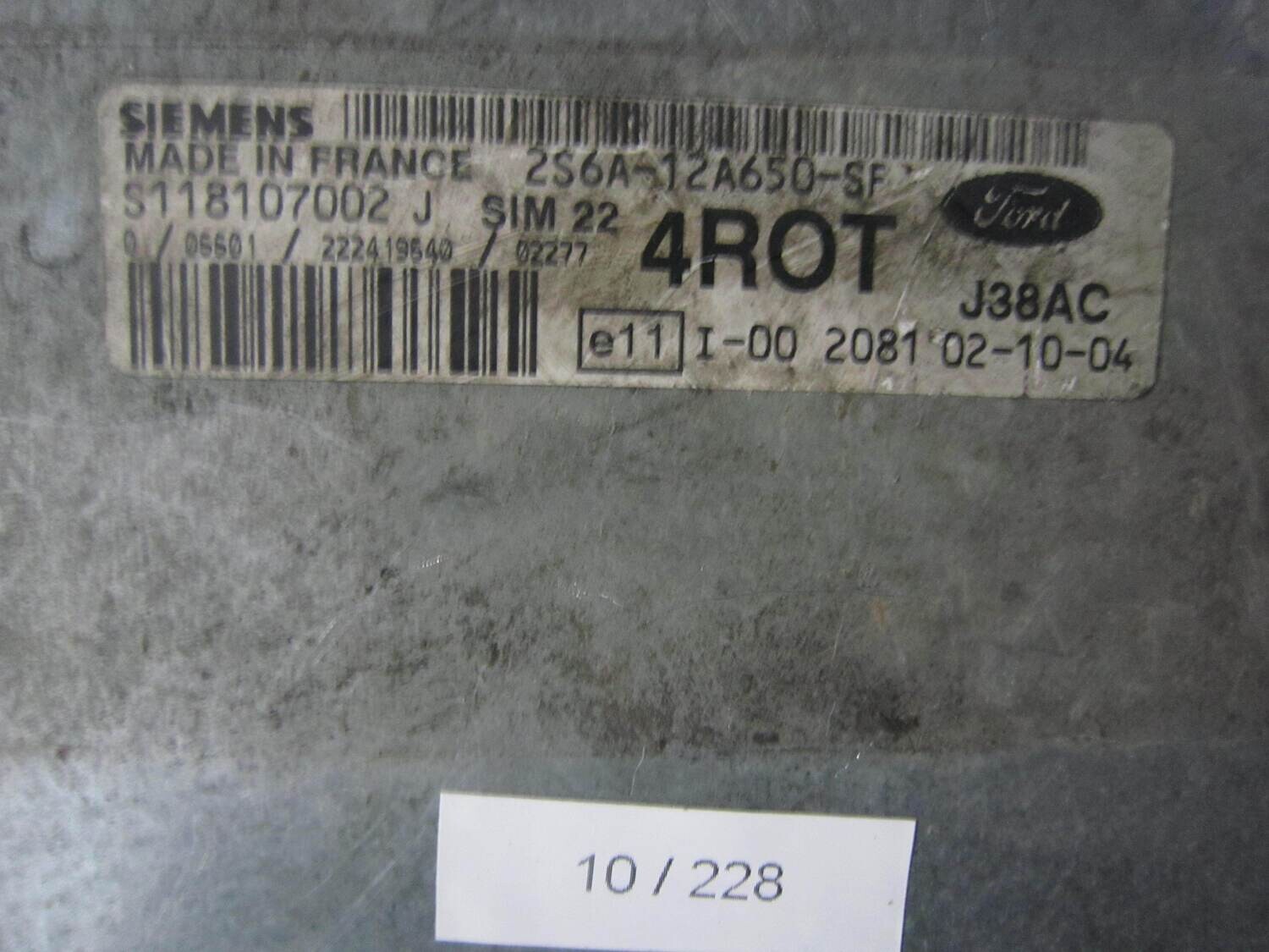 10-228 Centralina Motore Siemens S118107002 J S118107002J 2S6A-12A650-SF 4ROT SIM 22  FORD Benzina VARIE