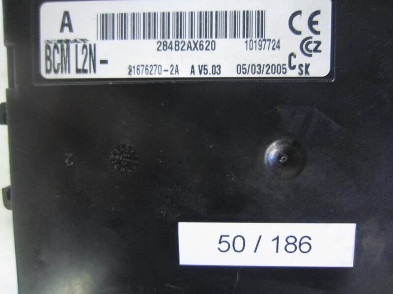 50-186 body computer johnson controls 284b2ax620 bcm l2n 21676270-2a a v5.03  nissan micra