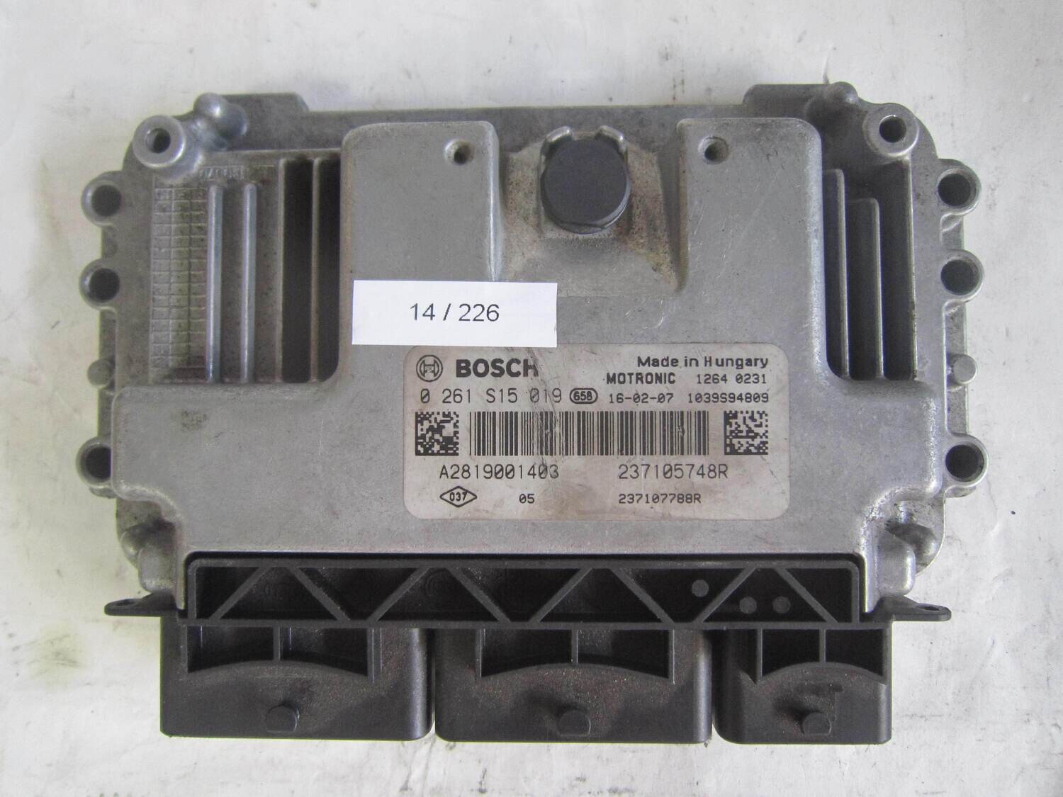 14-226 Centralina Motore Bosch 0 261 S15 019 0261S15019 237105748R 1039S94809 237107788R A2819001403 RENAULT Benzina TWINGO 1.2