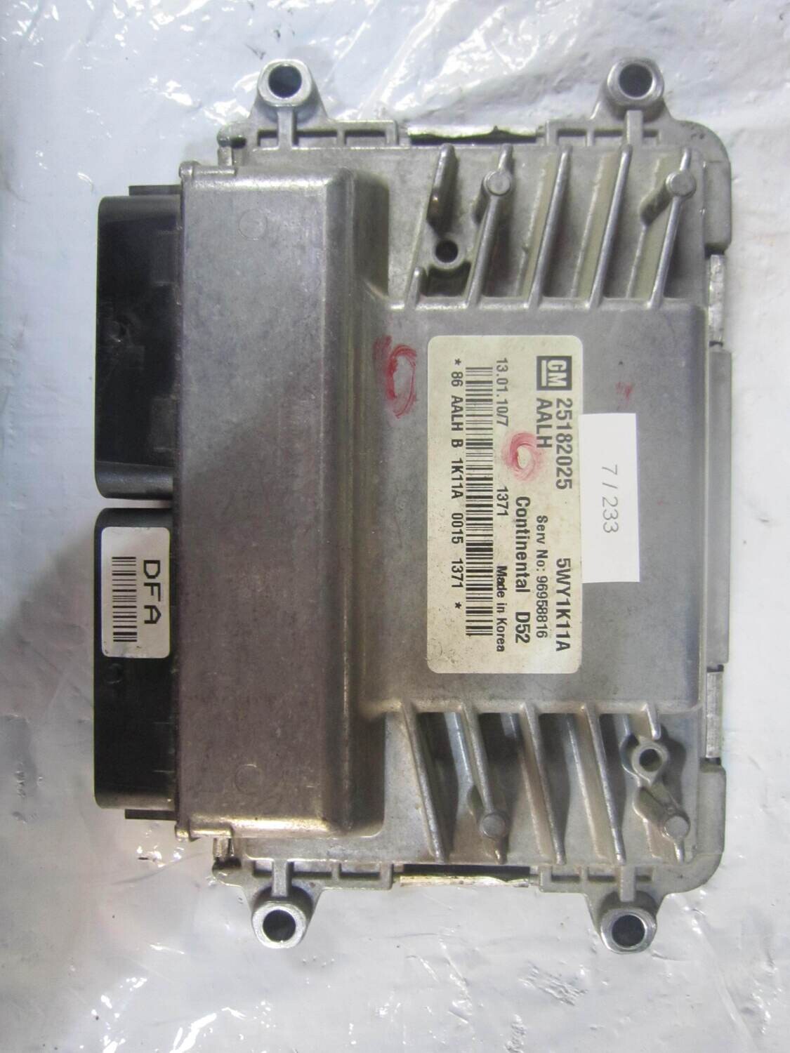 7-233 Centralina Motore Continental 25182025 5WY1K11A AALH 96958816 CHEVROLET Benzina SPARK