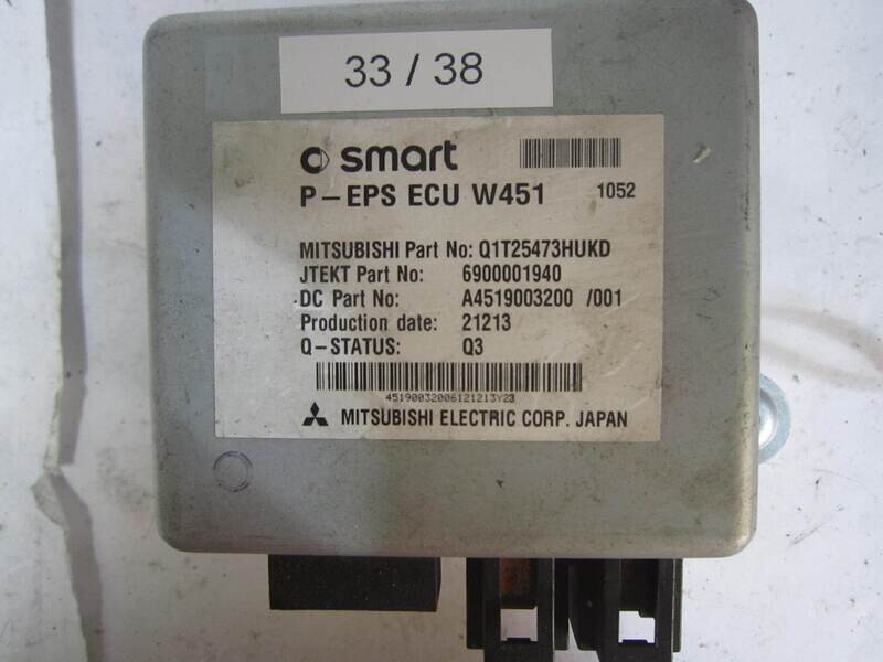 33-38 Centralina Servosterzo / Angolo Sterzata Mitsubishi P-EPS ECU W451 PEPSECUW451 6900001940 Q1T25473HUKD A4519003200 SMART Generica FORTWO 451 1.0