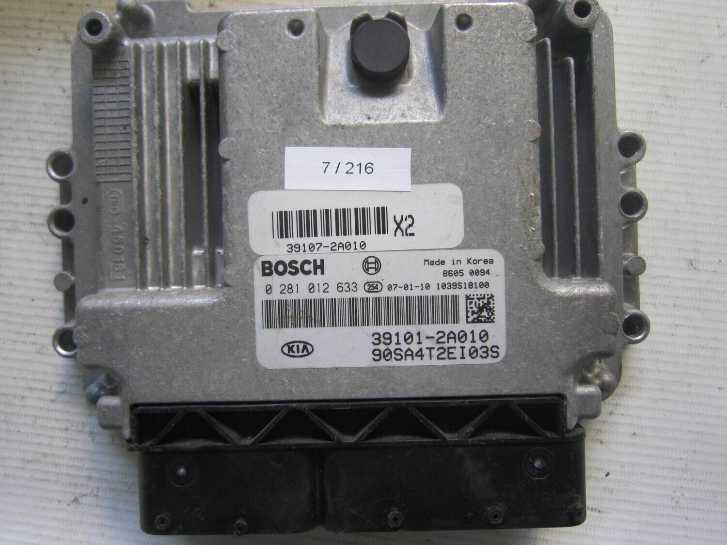 7-216 Centralina Motore Bosch 0 281 012 633 0281012633 39101-2A010 391012A010 1039S18100 90SA4T2EI03S KIA Diesel PICANTO 1.0